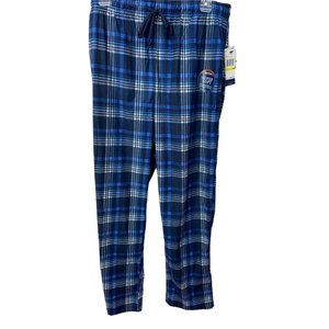 Nautica Super Soft Men's Blue Plaid Size Medium Pajama Lounge Pants With Tie Wai